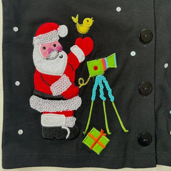 Michael Simon Girl Christmas Top Size 8 Santa Snowman Sequin - Picture 3 of 8